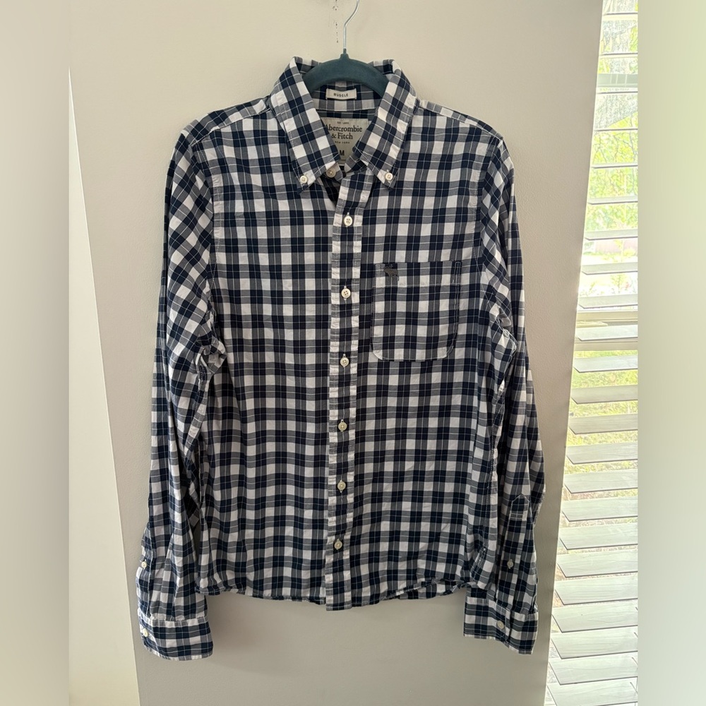 Abercrombie & Fitch Black and White Plaid Shirt